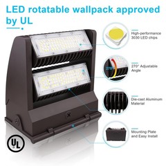 Ostek Led Wall Pack Light 40W Rotatable Adjustable 5000K 5500Lm Outdoor Area