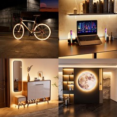 Dimmable 5V USB LED Strip Light 6.56ft, 1200lm, Warm White, RF Remote, Flexible