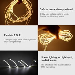 3mm 5V COB LED Strip Light Flexible 400Led/m High Density USB COB Led Tape Light