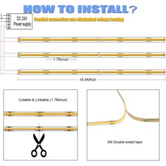 12/24V Flexible COB LED Strip Light 384/528LEDs High Density Tape Car Boat Decor
