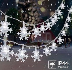 Christmas Snowflake Lights, 20 Ft 40 LED Battery Snowflake Lights – Cool White
