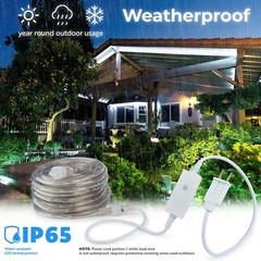Cool White 8-Mode LED Outdoor Waterproof Rope Light 10′ 25′ 50′ 100′ 150′ 300’ft