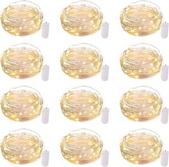 Brightown 12 Pack LED Fairy Lights 7ft 20LED Battery Waterproof Silver Wire