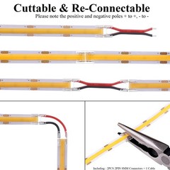 20FT 6M 24V COB LED Strip Lights 6000K Cool White 320LEDs/M Non Waterproof