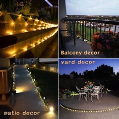 33FT 100 LED Solar Rope Tube Lights Waterproof String Light Outdoor Garden Lamp