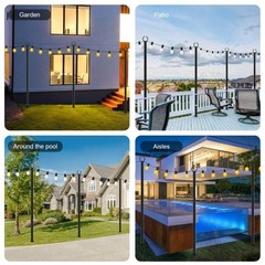 6 Pack 11.1Ft String Light Poles Outdoor Metal Branch Light Stand