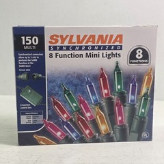 Sylvania Synchronized 150 Multicolor 8 Function Mini Lights Wire Christmas New!