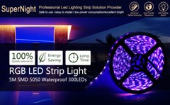 5M RGB LED Strip Light Waterproof Black Roll 300 LEDs Color Changing Tape Light