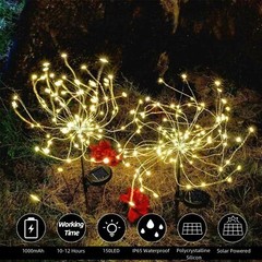 150LED Solar Firework Lights Fairy Starburst Lamp Outdoor Garden Path Xmas Decor