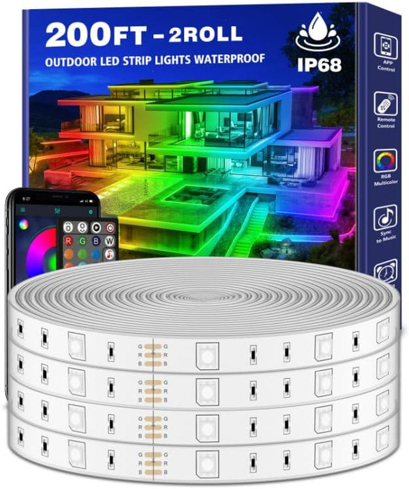 200Ft Outdoor LED Strip Lights Waterproof 1 Roll,Ip68 outside Led Light Strips w