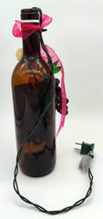 Light Up BROWN Glass Wine Bottle And Glass Grapes Electric String Lights