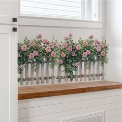 Romantic Rose Decals Floral Wall Decor, Rose Vine Fence Flowers Stickers Wall…