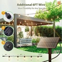 27-96FT Solar String Lights Outdoor LED Bulbs Waterproof Dimmable Patio Decor