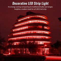 Red 16-Mode LED Strip Light, Outdoor Waterproof Connectable Lighting