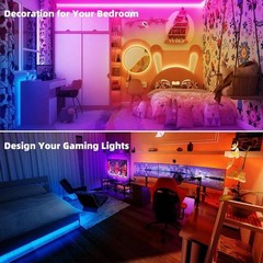 100ft Kids Bluetooth LED Strip Lights, Music Sync LED Light Strip RGB Color C…