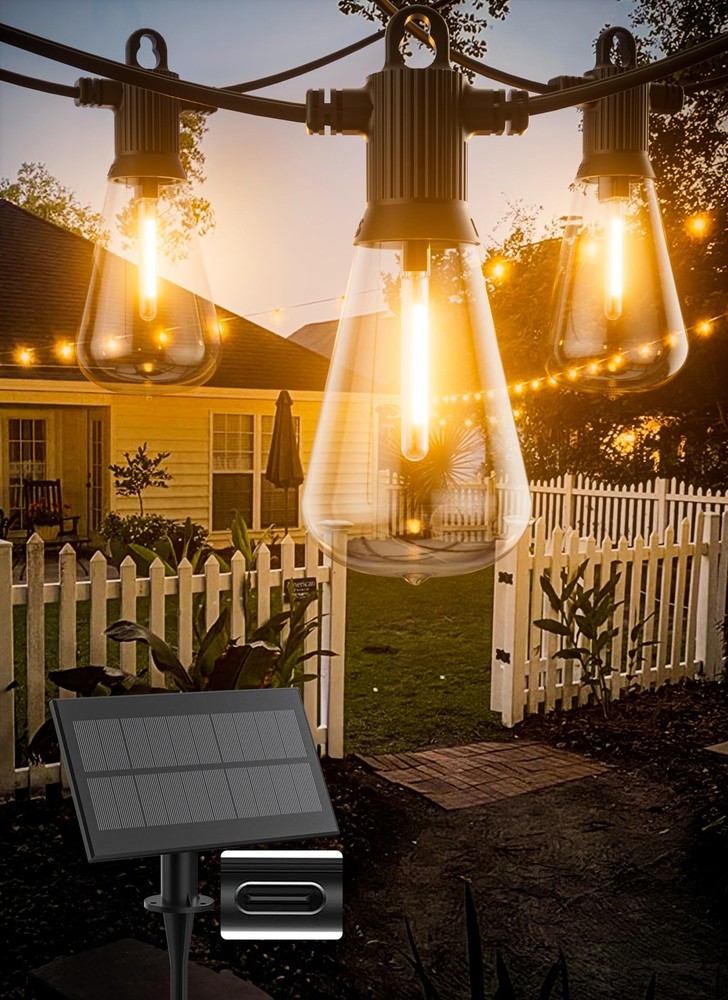Zuske Solar String Lights Outdoor Waterproof – 2200K Eskst38-50Ft-25Us-Solar