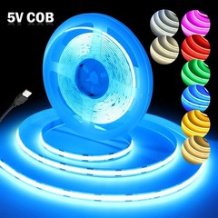 5V USB COB LED Strip Light 320 Leds Flexible Tape 8Mm PCB White/Red/Green/Pink/I