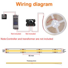 Waterproof COB LED Light Strip 24V 320LEDs/m IP68 Indoor Outdoor Building Decor