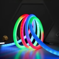 5V 6.56ft WS2811 USB RGB Neon LED Light Strip Home Decor 360 Round Reticulate