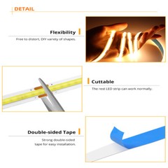 12V 24V COB Led Strip Flexible Tape Lights RF Remote Dimmable EU US Plug 1m~10m