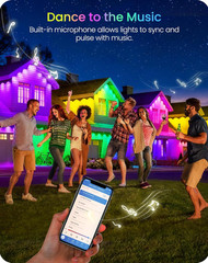 150FT Permanent Outdoor RGB & White Eave Lights 72 LEDs with APP Control IP65