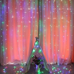 300-LED Curtain Light for Bedroom Wall Plug in Window Hanging Fairy String Light