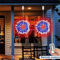 2 Pack 250th Anniversary 4th of July Lights, Waterproof LED Firework Decor, Time