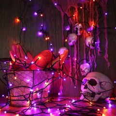 JOOMER ORANGE PURPLE HALLOWEEN LIGHTS 100FT 300 LED PLUG IN STRING LIGHTS
