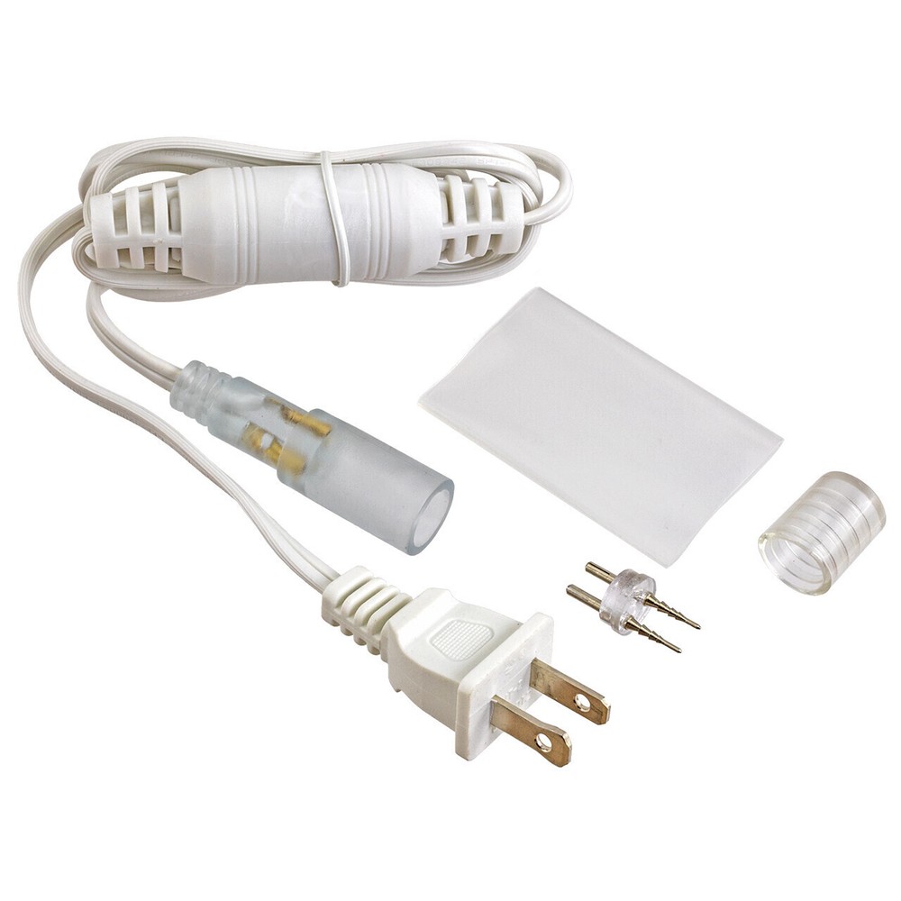 Standard 120 Volt 5 Foot LED Rope Light Power Cord Kit – White