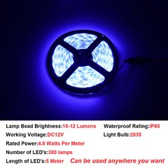 LED Strip Lights 16.4ft 5M LED Blue LED Tape Light Waterproof IP65 2850 SMD