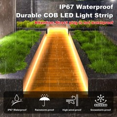IP67 Waterproof COB LED Strip Lights AC 110V-120V Direct Plug, 66FT Super Bri…