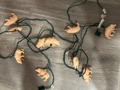 Pig Shaped Orange Animal String Lights, Wall Plug-In, 10 Lights, Plastic
