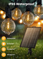 108FT 52LED Solar String Lights Outdoor with Remote & USB Port, Shatterproof Bul