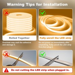 IP67 Waterproof COB LED Strip Lights AC 110V-120V Direct Plug, 66FT Super Bri…