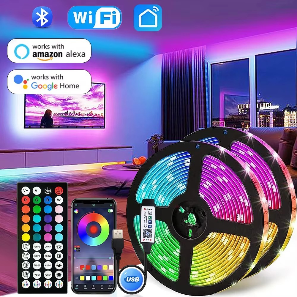 5V USB LED Strip Lights TV Back Light 5050 RGB Color Changing with 24Key Remote