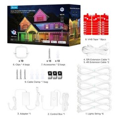 Govee 100ft RGBICW White Permanent Outdoor Lights Elite with 72 LED Lights