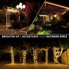 Warm White 8-Mode LED Outdoor Waterproof Rope Light 10′ 25′ 50′ 100′ 150′ 300’ft