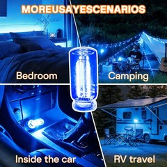2PC Blue Neon Glow Decor Boat Light Bulbs Car Party + USB Touch Night Light