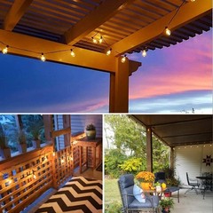 Outdoor String Lights 50 FT, Patio Bulbs with 27 LED Plastic Edison ST38 Bulb…