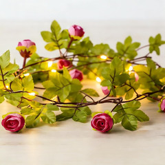 20 LED Rose Flower String Lights – 7.2ft Artificial Flower Garland with Fairy…