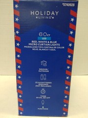 Holiday Living Red White blue Micro curtain LED Lights NIB 60 Ct 3.5’ x 5’ Timer
