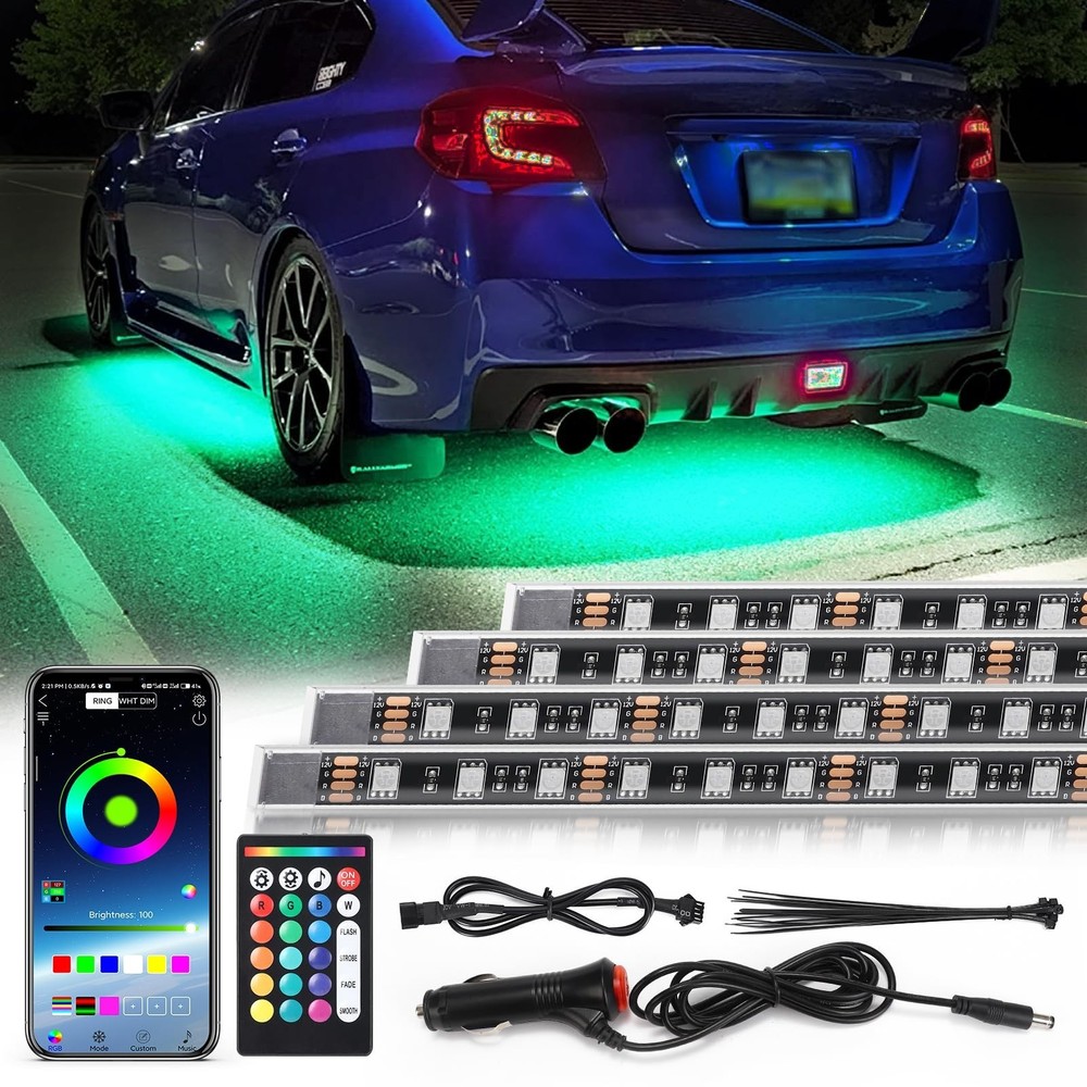 4 Pcs RGB Underglow LED Lights for Cars Truck SUV Golf Cart UTV ATV, 12V Wate…