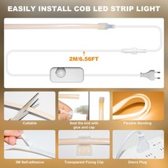 IP67 Waterproof COB LED Strip Lights AC 110V-120V Direct Plug, 66FT Super Bri…