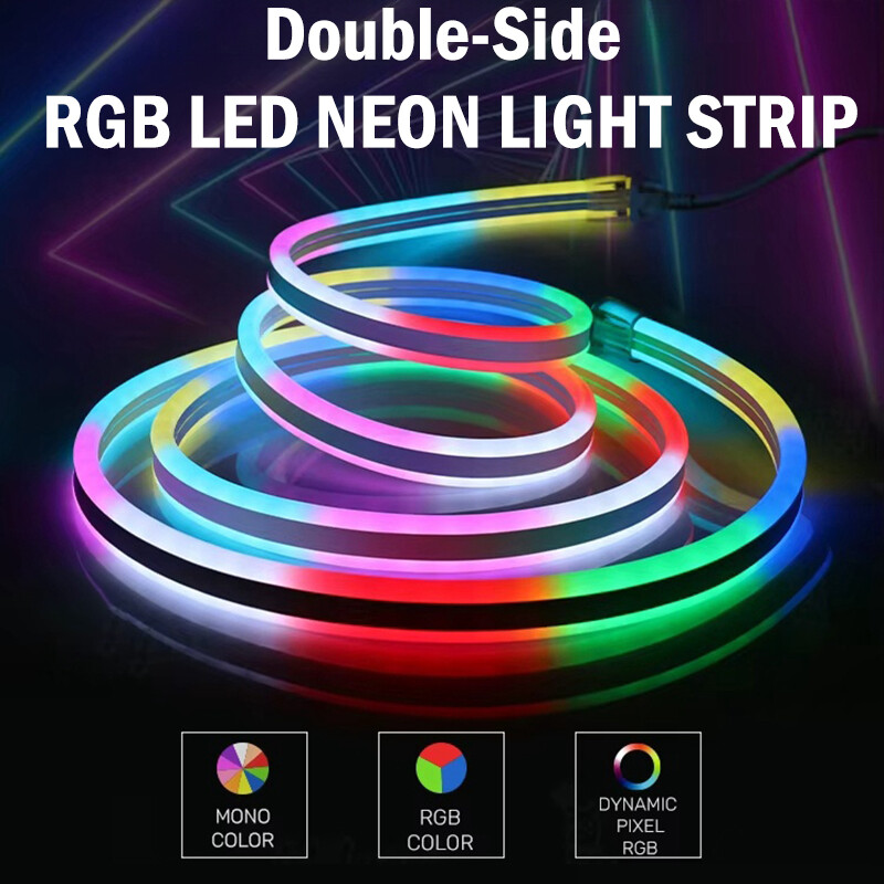 12V 24V 220V Double-side RGB LED Neon Rope Strip Waterproof Commercial DIY Light