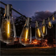 Outdoor Led String Light Plug in 50FT LED Lights with 25 Bulbs ST38 Shatterproof