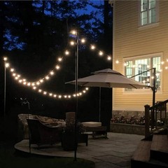 Two 10ft.Outdoor String Light Poles with 50 Light 50 ft.LED Plug in Globe Bulb S