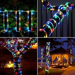 Solar String Lights Outdoor – 8 Modes Waterproof, Tube Lights for Garden, Pool
