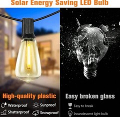 YESCOM 11SSL005-50FT-06 48FT. 15 LED SOLAR STRING LIGHT KIT WARM WHITE