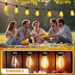 100FT Solar String Lights S14 Shatterproof Waterproof for Patio Garden Outdoor
