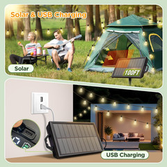 100FT Solar String Lights Outdoor Waterproof with Remote & Timer, LED Shatterpro